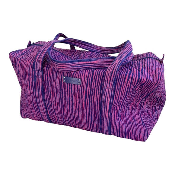 Vera Bradley Purple Quilted Extra Large Tote Bag Weekender Impressionista Stripe - Picture 1 of 8